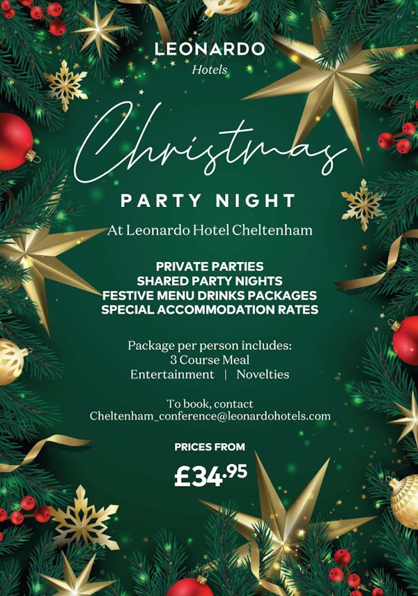 Christmas Parties at Leonardo Cheltenham - Early Bird Offer available until 31st July