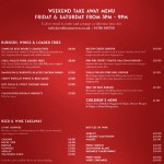 Takeaway menu available for Friday & Saturday evenings plus Sunday lunch